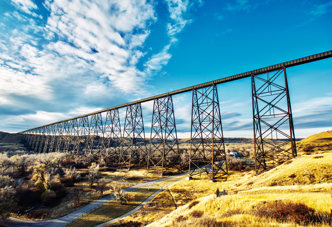 An iconic image of Lethbridge, the Lethbridge Viaduct has framed views of the city for more than one hundred years. An iconic image of Lethbridge, the Lethbridge Viaduct has framed views of the city for more than one hundred years.