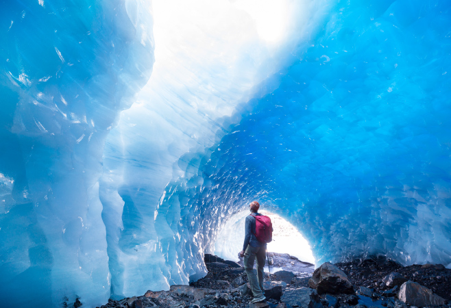 Explore the surreal blue ice tunnels carved into one of Canada’s most accessible glacier