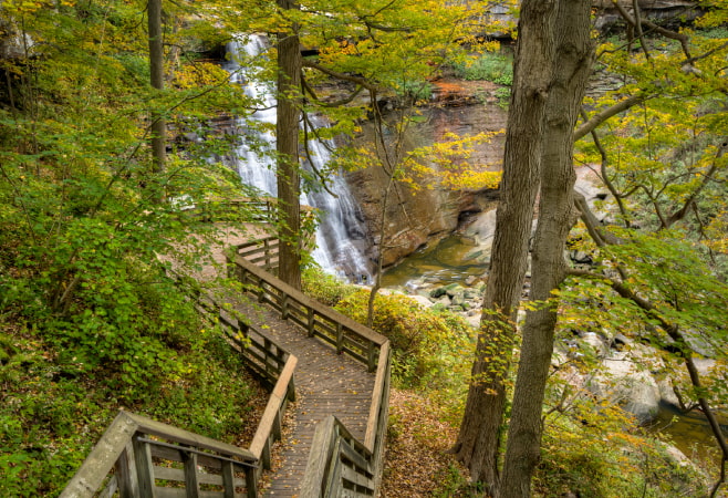Brandywine Fallsprovides opportunities for hiking and viewing of the waterfall. Brandywine Fallsprovides opportunities for hiking and viewing of the waterfall.