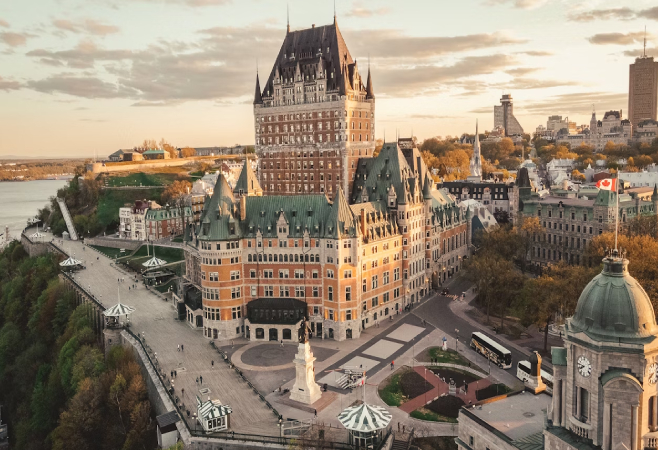 The Fairmont Le Château Frontenac is in Old Québec, a UNESCO site, with 610 rooms, a spa, and renowned dining, blending history with modern charm
