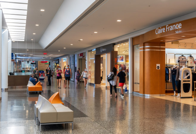 It provides shoppers access to a wide array of stores and entertainment facilities