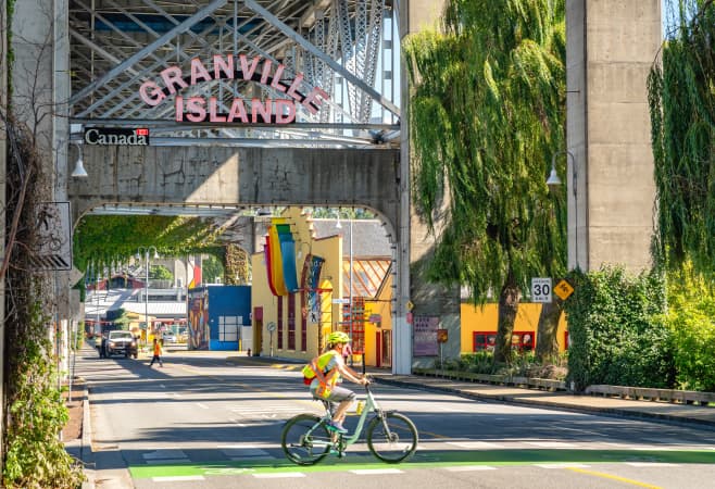 Granville Island is a peninsula and shopping district in the Fairview neighbourhood of Vancouver Granville Island is a peninsula and shopping district in the Fairview neighbourhood of Vancouver