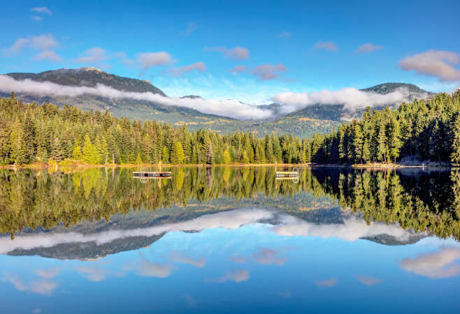 Lost Lake is a small lake within walking distance of Whistler Village and is a popular attraction with a beach area and surrounding trails for hiking and biking Lost Lake is a small lake within walking distance of Whistler Village and is a popular attraction with a beach area and surrounding trails for hiking and biking