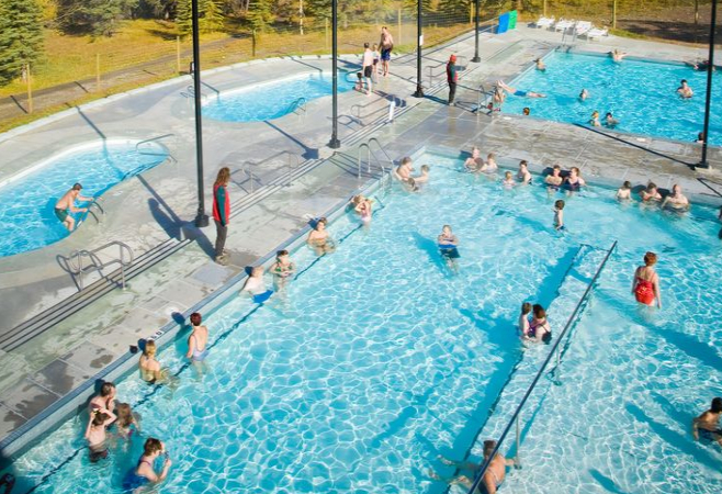 Miette Hot Springs has the hottest natural springs in the Canadian Rockies, with water temperatures reaching 54°C.