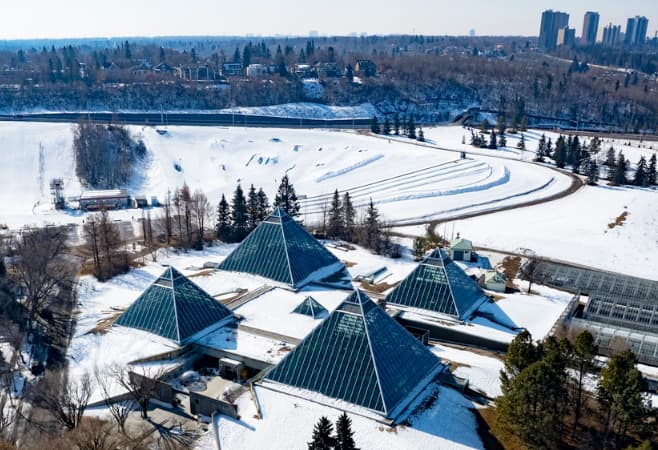 One of the best-known landmarks of Edmonton, the conservatory consists of three city-operated greenhouses and public gardens One of the best-known landmarks of Edmonton, the conservatory consists of three city-operated greenhouses and public gardens