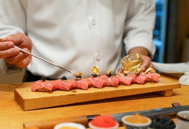 Okeya Kyujiro provides authentic Edomae sushi with a Theatrical Omakase experience. Okeya Kyujiro provides authentic Edomae sushi with a Theatrical Omakase experience.