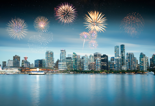 New Year's in Canada includes countdowns, fireworks, family gatherings, and regional celebrations