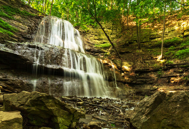Tucked away in a shaded forest on the western edge of the city, visitors can expect a strong year-round flow Tucked away in a shaded forest on the western edge of the city, visitors can expect a strong year-round flow