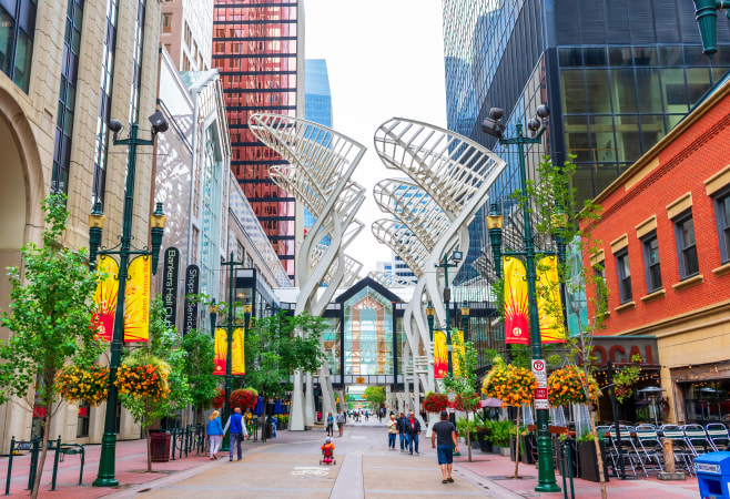 Stephen Avenue is a major pedestrian mall in downtown Calgary, Alberta