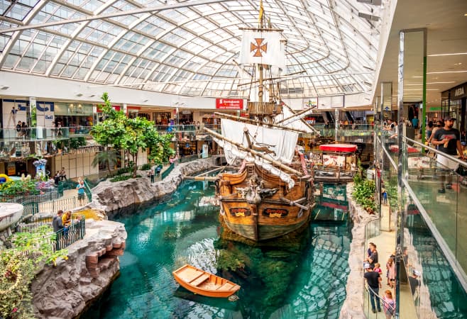 West Edmonton Mall offers visitors themed areas where they can experience different cultures and nature. West Edmonton Mall offers visitors themed areas where they can experience different cultures and nature.