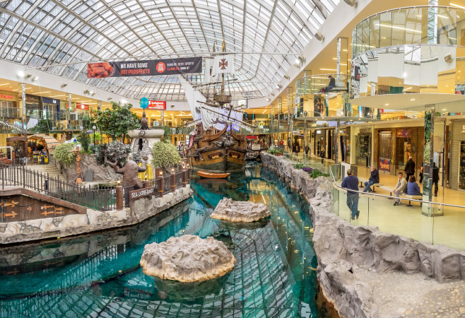 The West Edmonton Mall is one of the largest shopping facilities and a preferred retail destination
